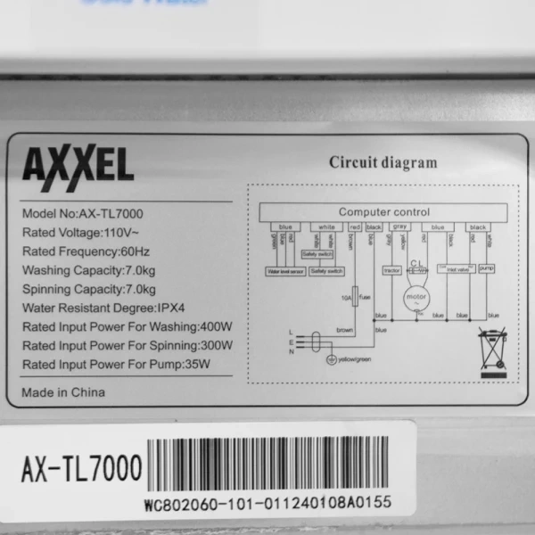 Axxel Wash Auto TL7000 7kg - 3